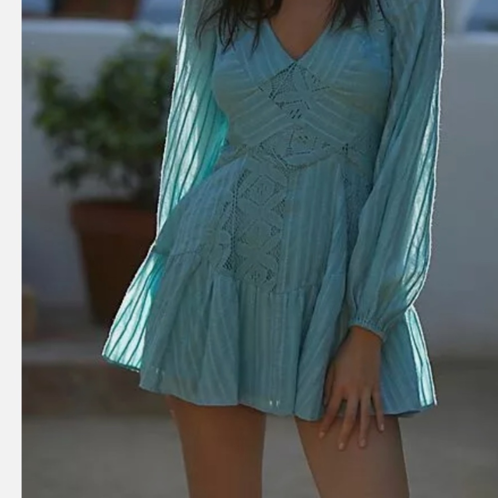 Free People Sky Blue Lace Midi Dress